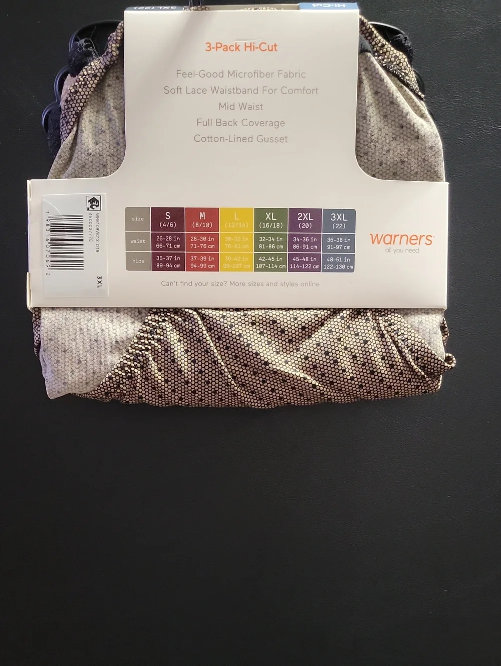 Warner's 3-Pack Microfiber Lace Briefs - Black & Beige & Taupe T15 - Picture 3 of 5